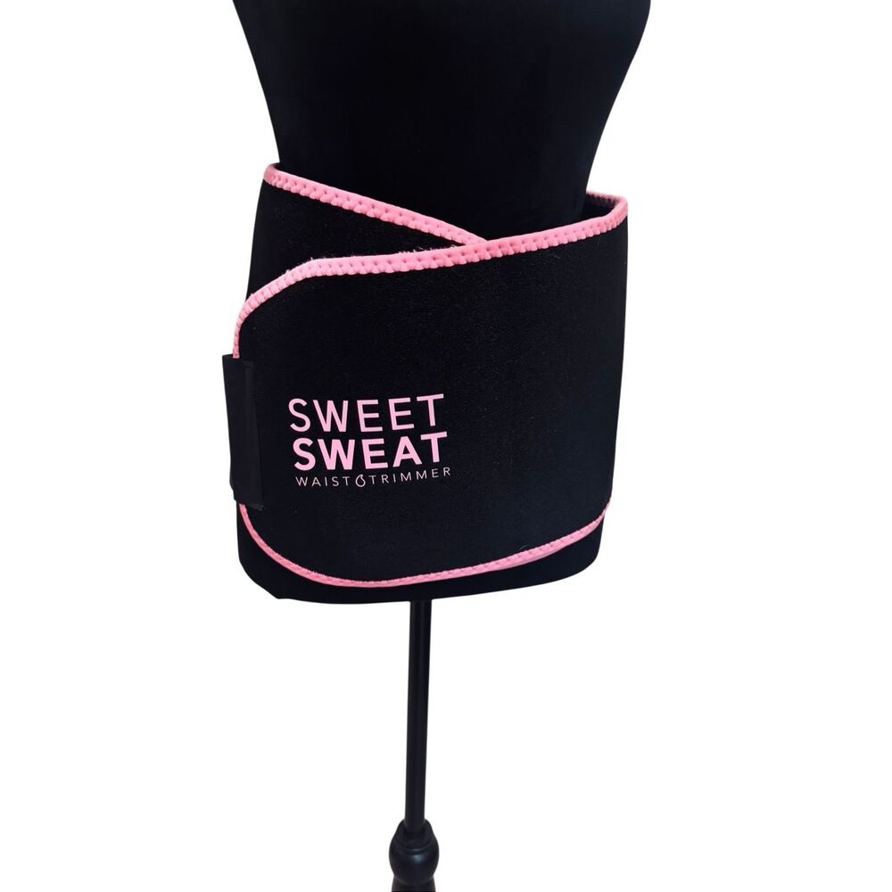 Sweet Sweat Waist Trimmer Belt Size Large 46” Black Pink Workout Fitness Wrap